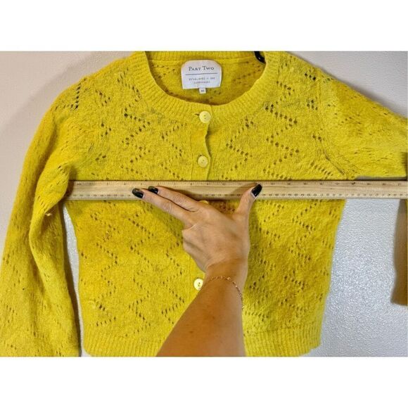 Part Two Ninellpw Wool Alpaca Blend Knitted Button Up Yellow Cardigan Womens XS - Picture 10 of 11
